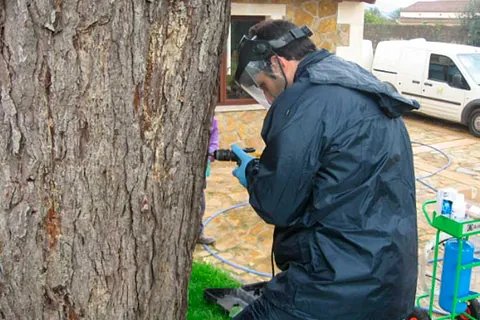 AJN Plagas Menorca hombre trabajando con plagas